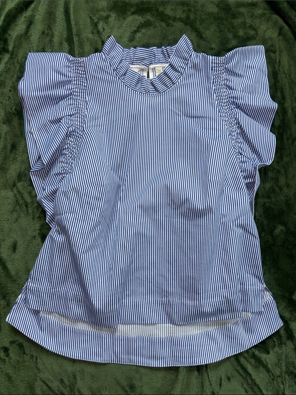 Ted Baker Blue & White Striped Ruffle Sleeve Blouse